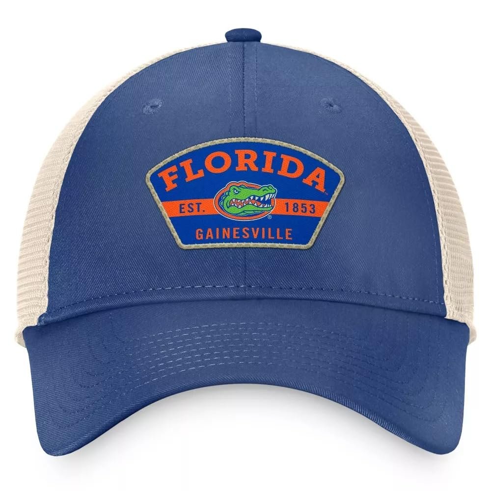 Officially Licensed University Florida Gators Hat Relaxed Fit Mesh Trucker Adjustable Two-Tone Team Logo Slouch Cap Multicolor