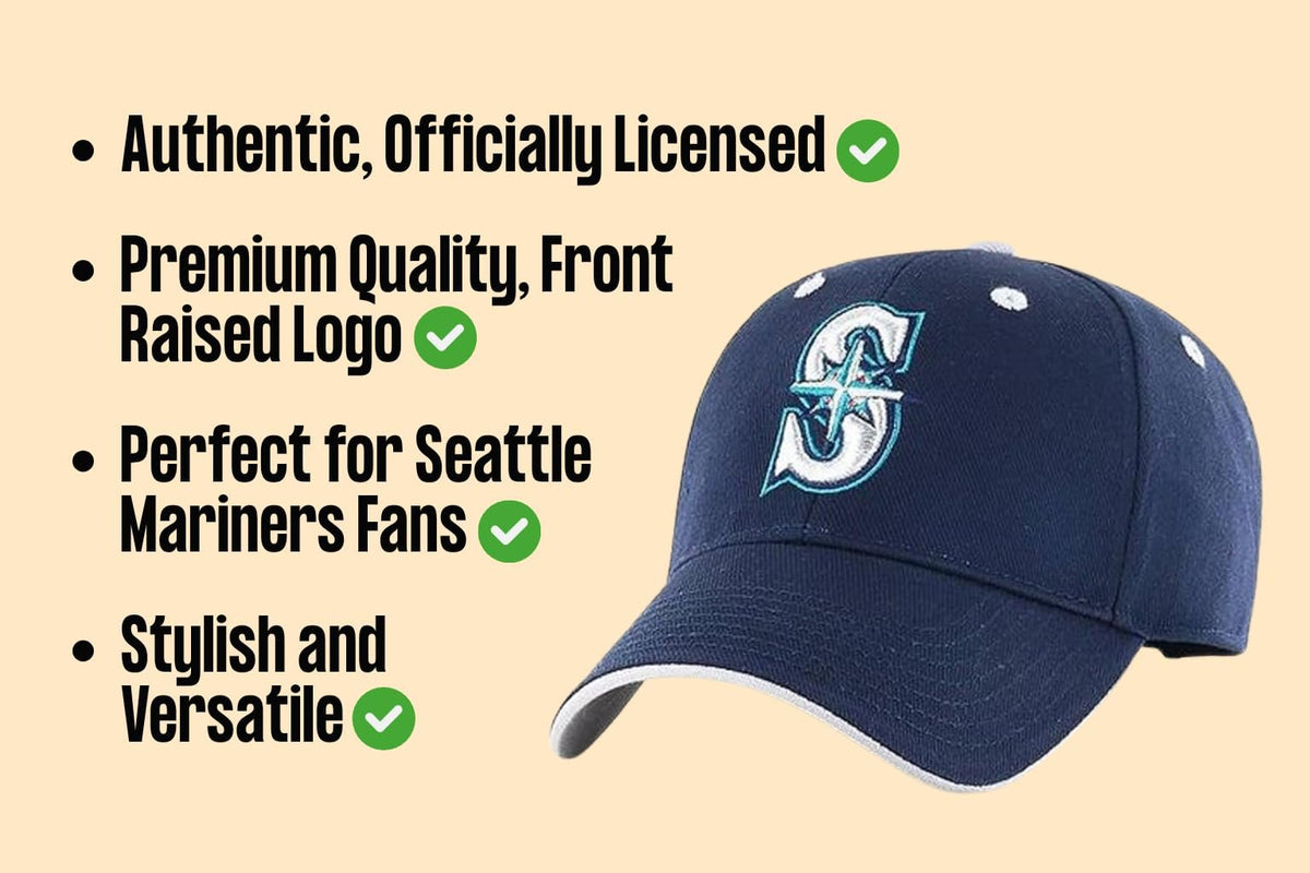 Officially Licensed Seattle Baseball Classic Edition Hat Adjustable Navy Blue MVP Embroidered Team Logo Structured Cap