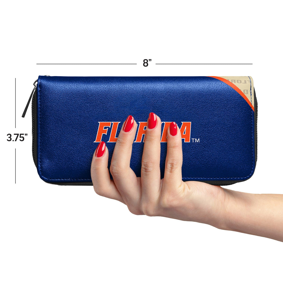 Littlearth womens NCAA Florida Gators Curve Zip Organizer Wallet, Team Color, 8" x 4" x 1"
