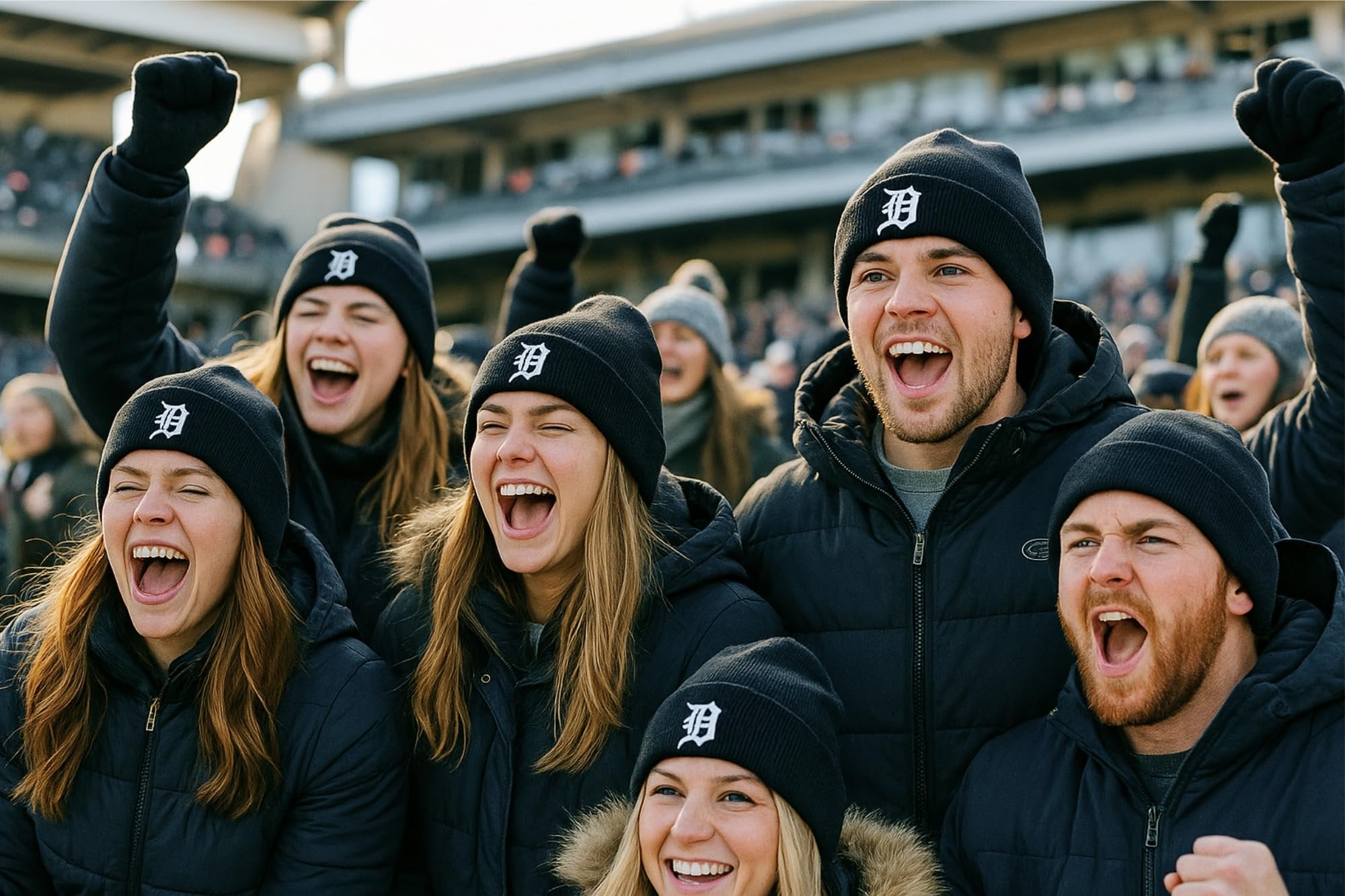Officially Licensed Detroit Tigers Navy Baseball Cuffed Knit Beanie Hat Classic Primary Team Logo Embroidered Cold Weather Blue/White Cap