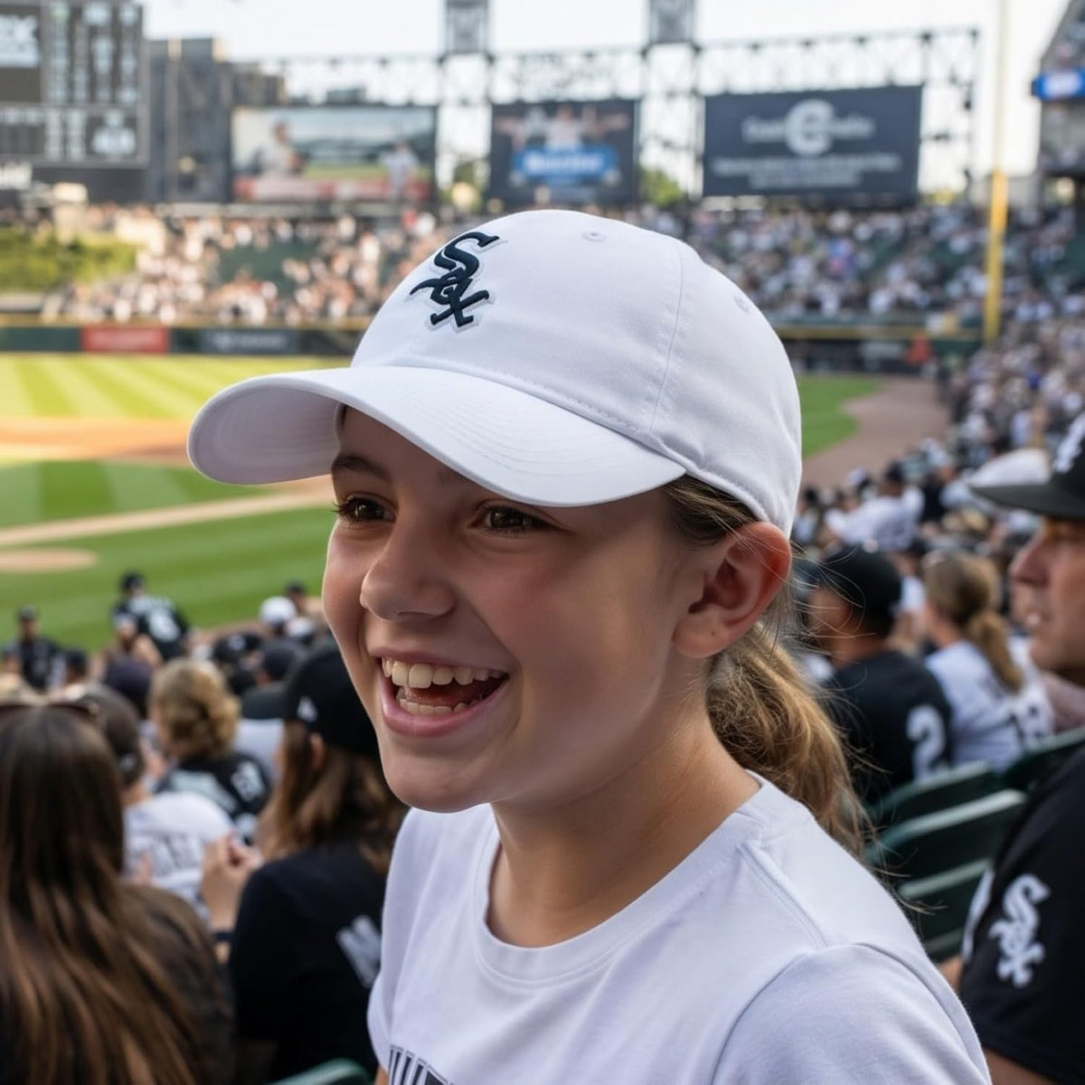 Chicago White Sox Youth MVP Hat White with Black Logo Cap for Boys & Girls