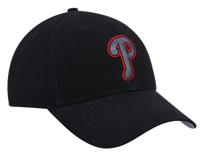 Officially Licensed Philadelphia Baseball MVP Black Hat Adjustable Embroidered Classic Team Logo Structured Cap