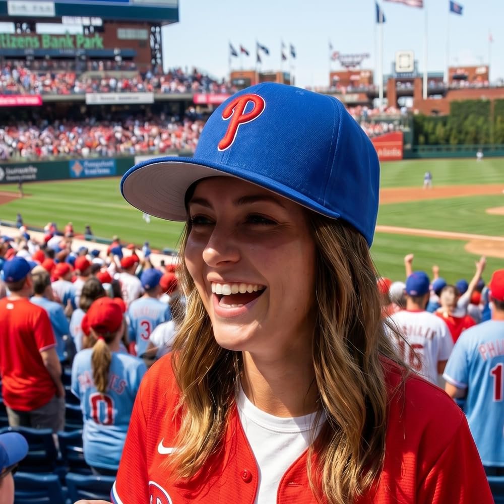 Officially Licensed Philadelphia Phillies Blue MVP Hat Embroidered Red/White P Logo Adjustable Cap