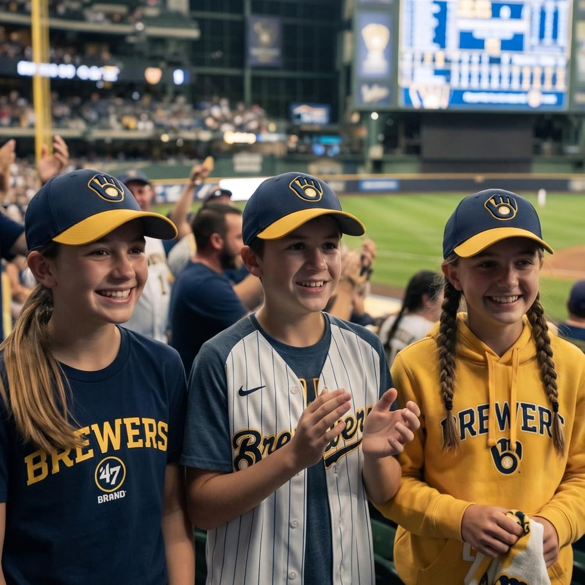 Milwaukee Brewers Two Tone MVP Hat Baseball Cap Navy Gold for Boys & Girls