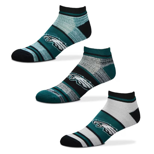 PHILADELPHIA EAGLES 3 PAIR NO SHOW SOCKS LARGE AUTHENTIC NFL FOOTBALL TEAM NEW