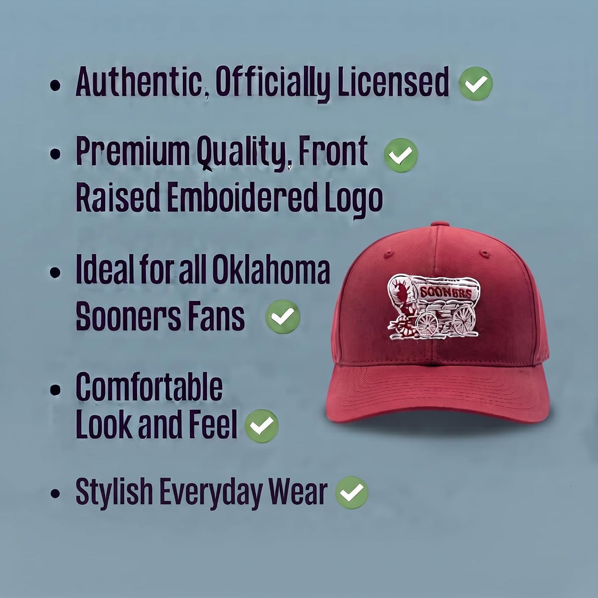 University of Oklahoma Sooners Crimson MVP Hat Vibrant Schooner Logo Cap