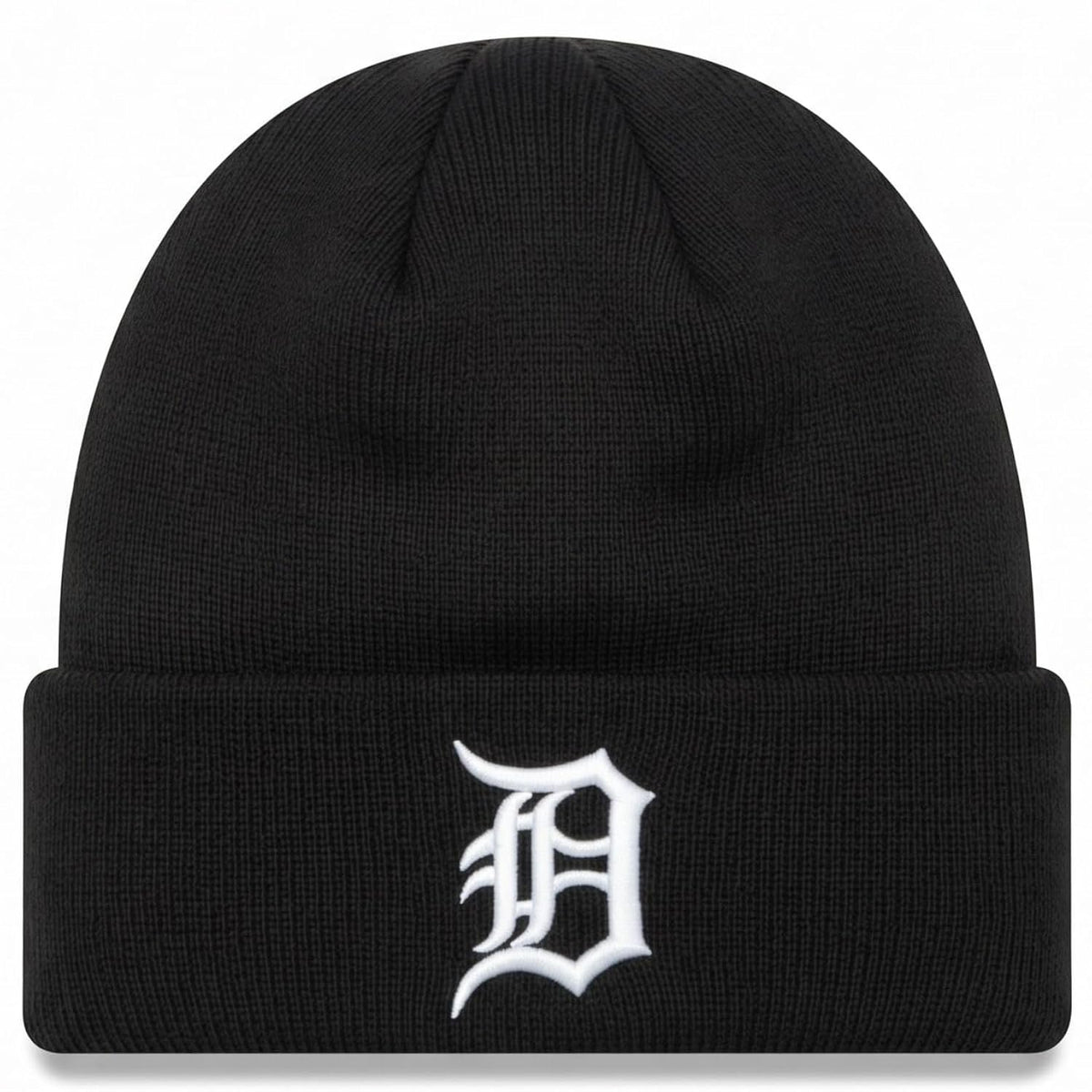 Detroit Tigers Black Cuff Knit Beanie Iconic White 'D' Embroidered Logo