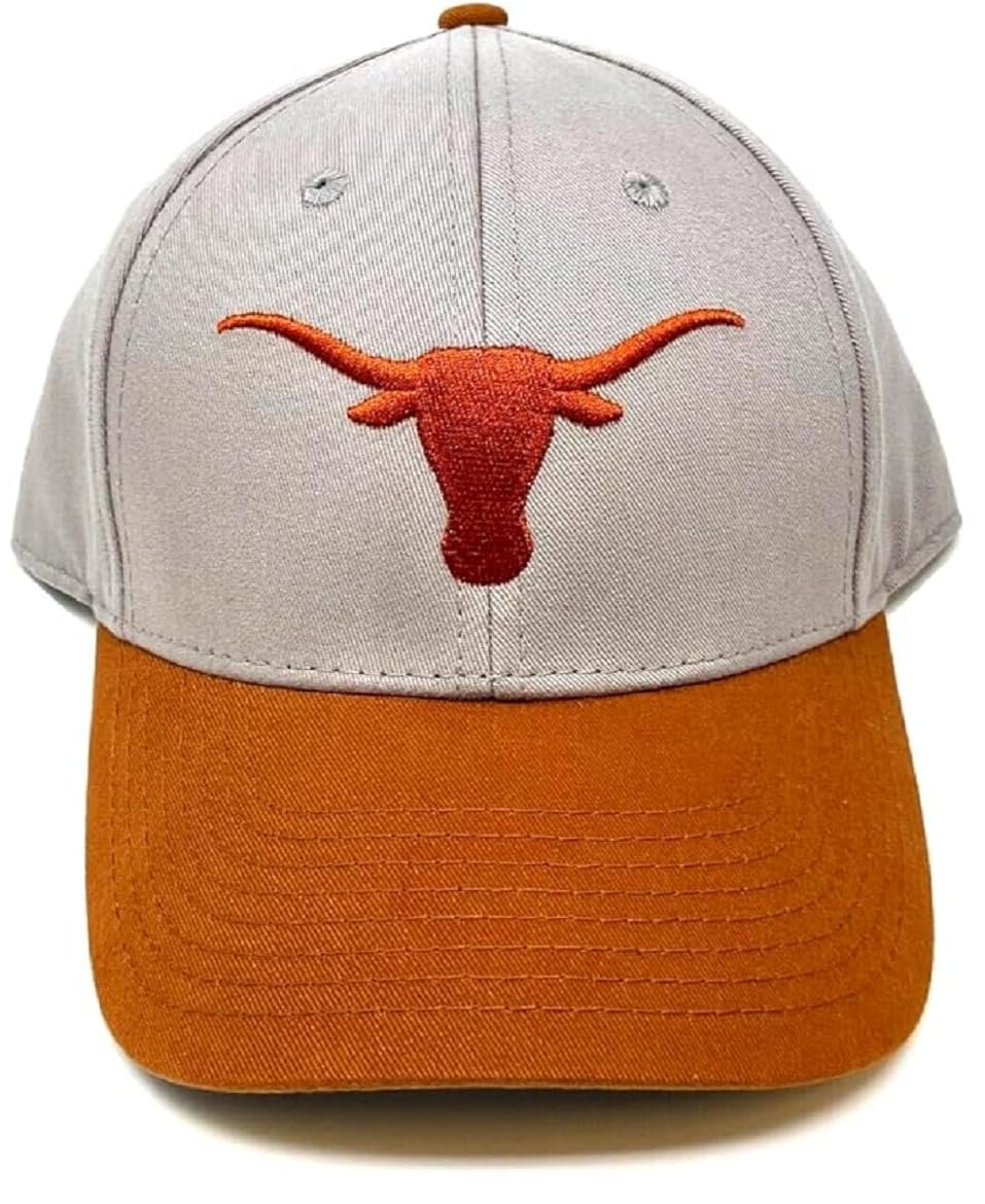 Officially Licensed Texas University Gray/Orange MVP Hat Classic Team Logo Adjustable Structured Embroidered Two-Tone Cap