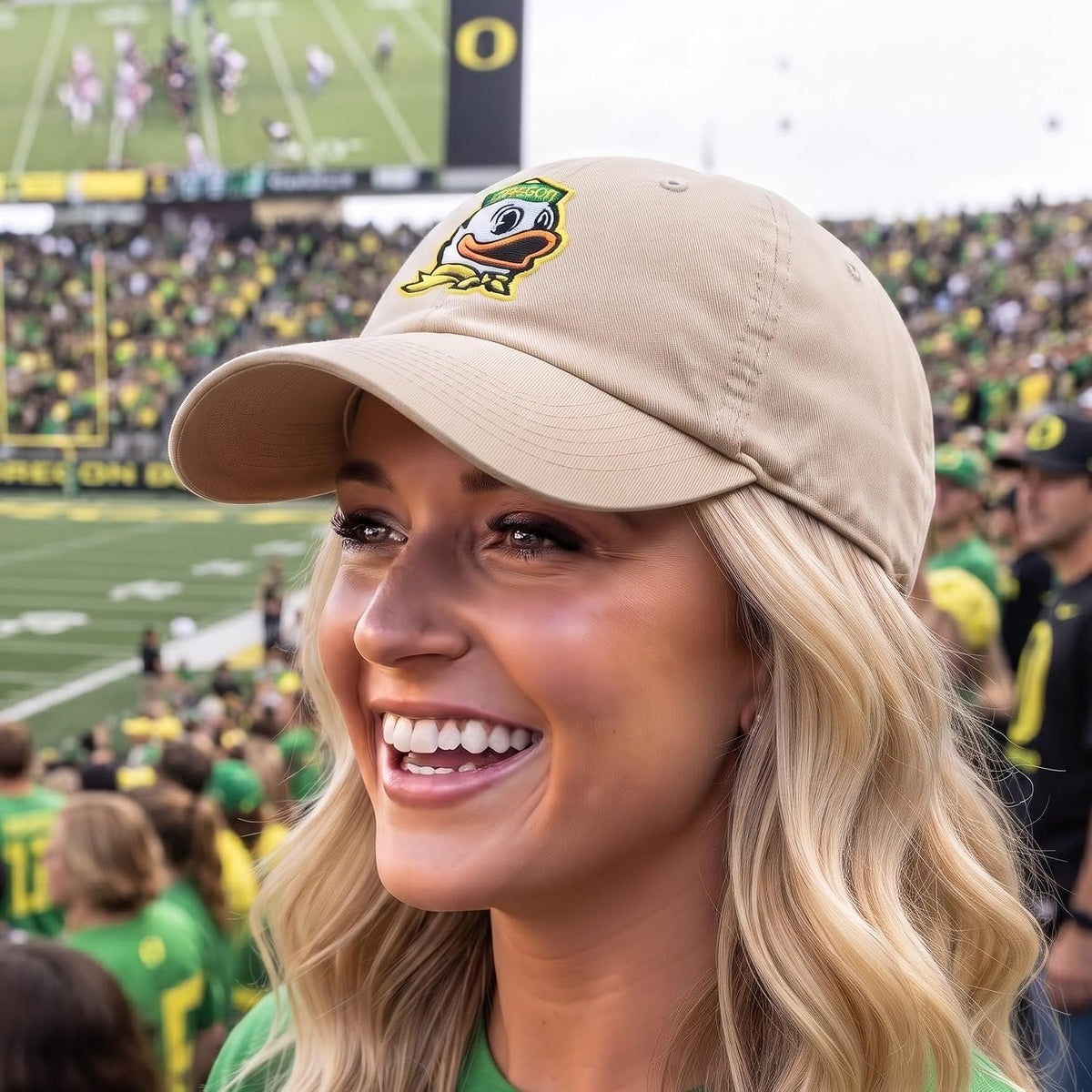 Oregon Ducks Relaxed Fit Beige Hat with Multicolor Logo Adjustable Cap