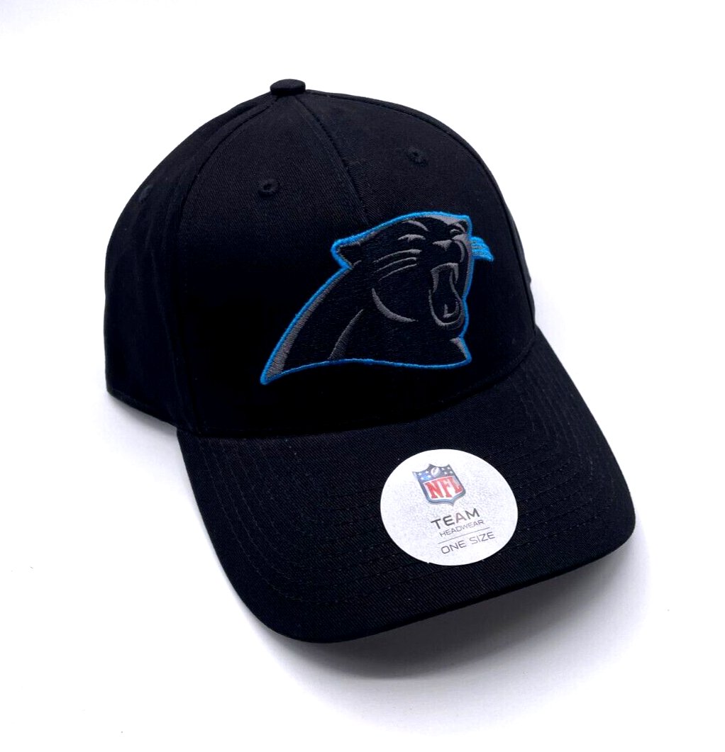 Carolina Panthers Hat Solid Black MVP Structured Style NFL Football Team Logo Cap New