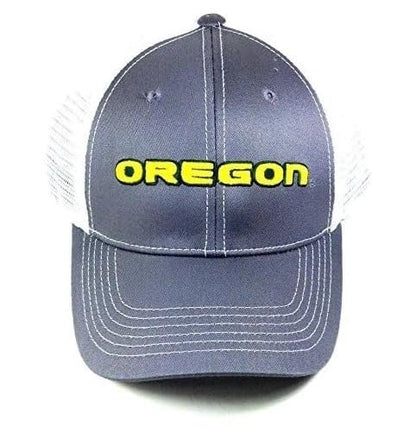 Officially Licensed Oregon University Hat Classic Mesh Trucker Adjustable Embroidered Gray/White Structured Cap