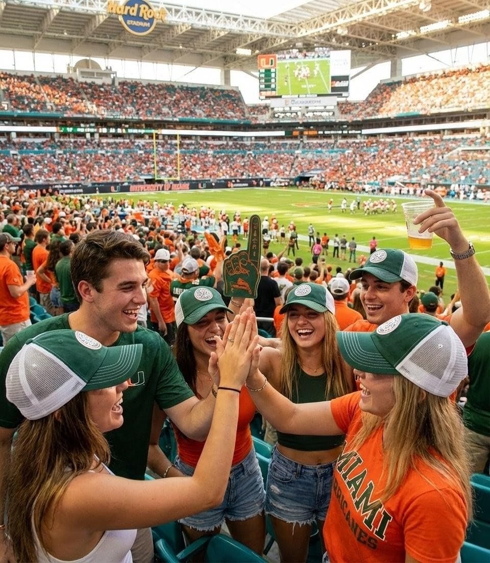 Officially Licensed University of Miami Hurricanes Hat Classic Green/White Relaxed Fit Team Logo Adjustable Mesh Trucker Snapback Baseball Sports Cap