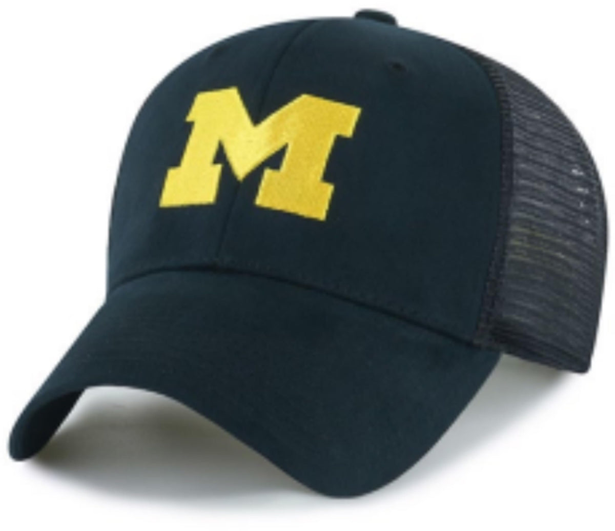 Officially Licensed Michigan University Navy MVP Mesh Trucker Hat Classic Primary Team Logo Embroidered Adjustable Blue Snapback Sports Cap