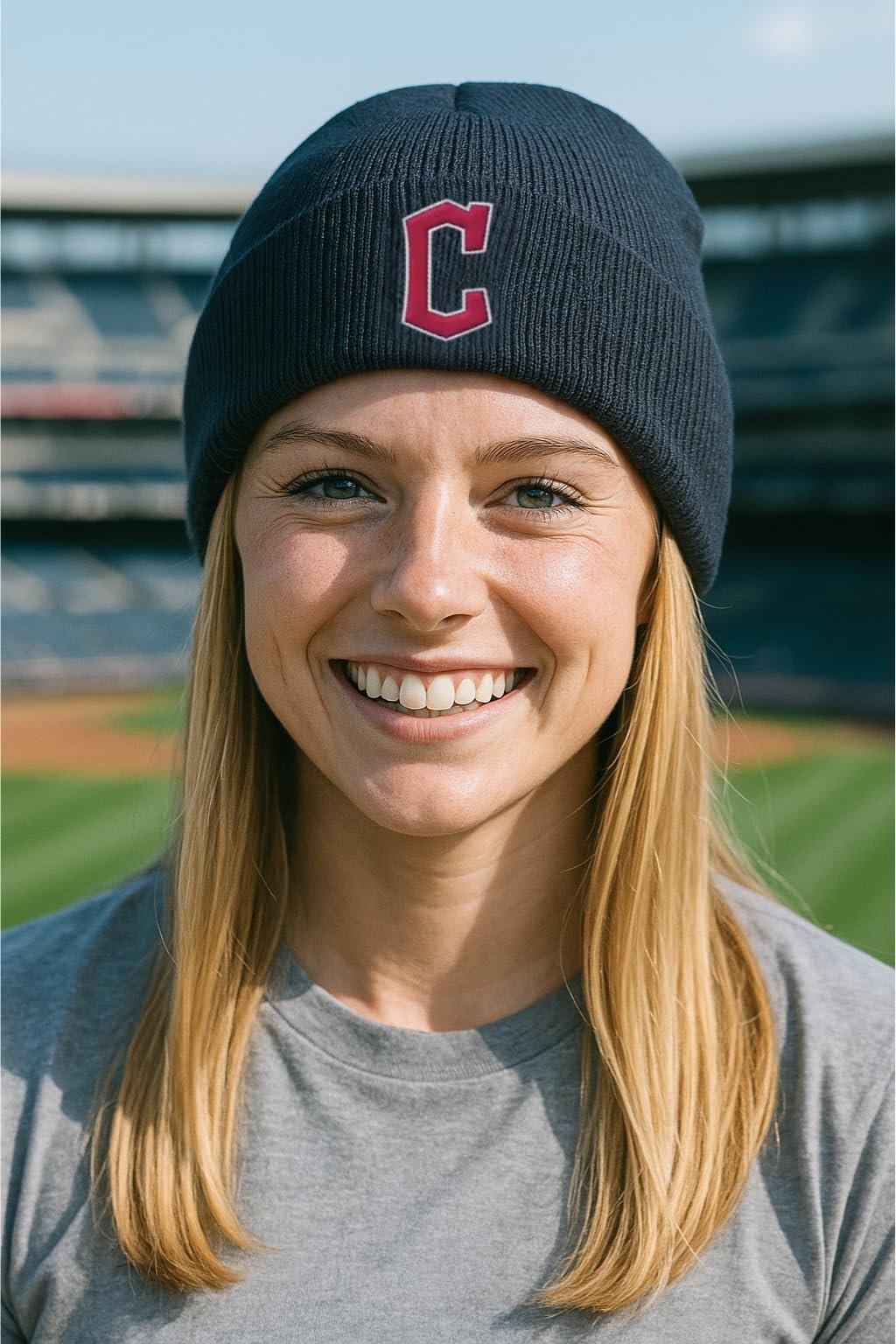 Officially Licensed Cleveland Guardians Baseball Cuffed Knit Beanie Hat Classic Edition Primary Home Team Logo Navy Blue Winter Sports Embroidered Ball Cap