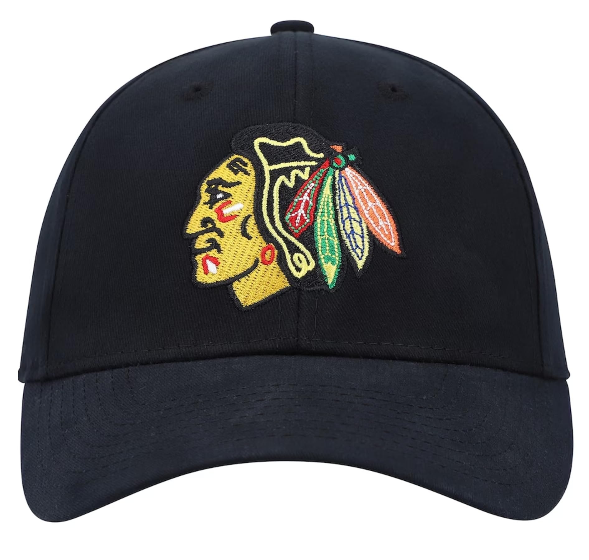 Officially Licensed Chicago Hockey Hat Classic Edition MVP Adjustable Team Logo Cap (Black)