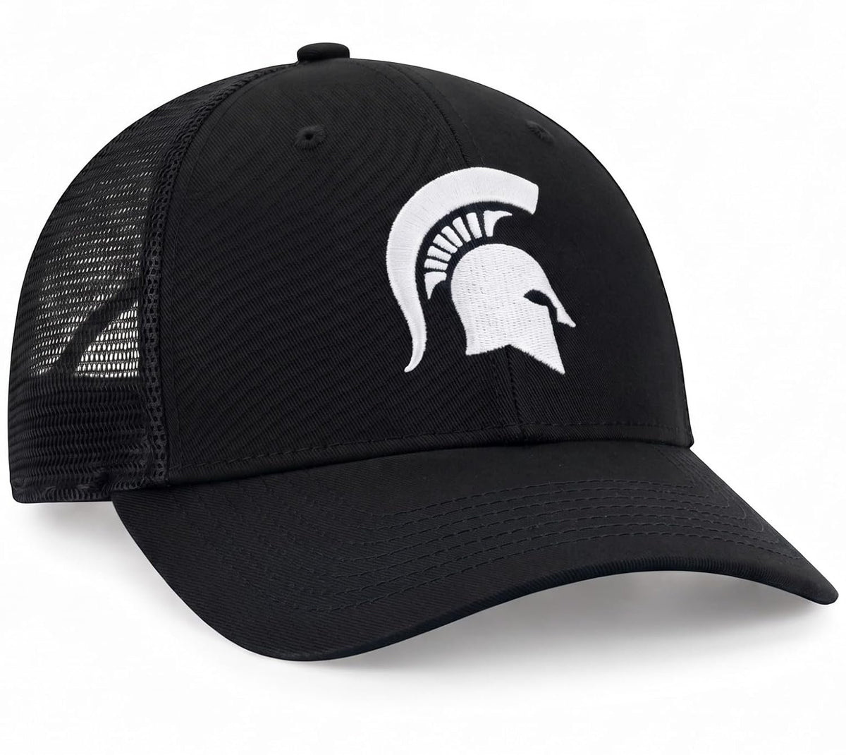 Michigan State Spartans Black Mesh Trucker Hat Embroidered White Logo Cap