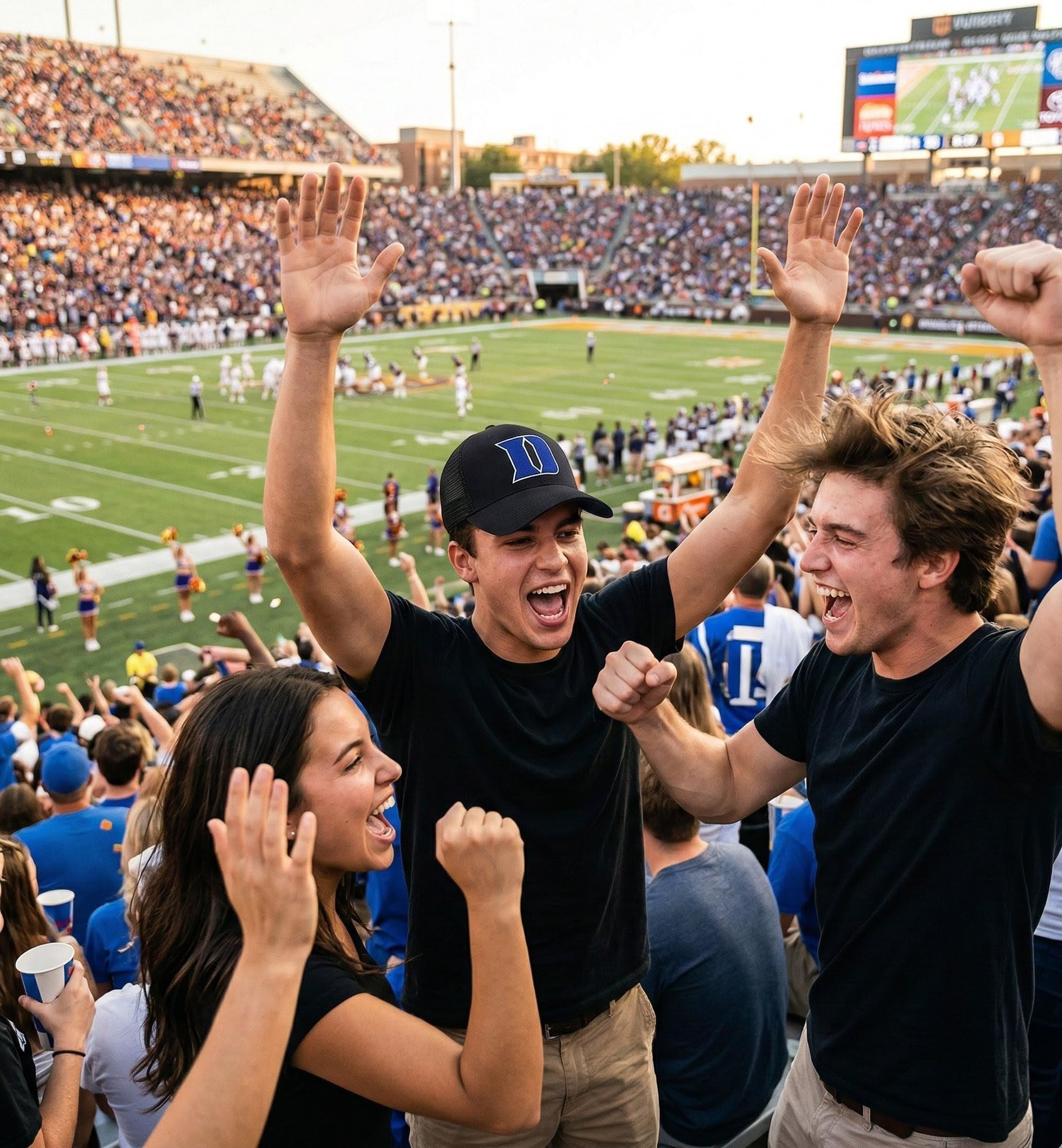 Officially Licensed Duke Classic Primary Team Logo Black/Blue MVP Mesh Trucker Baseball Hat Structured Adjustable Snapback Sports Cap