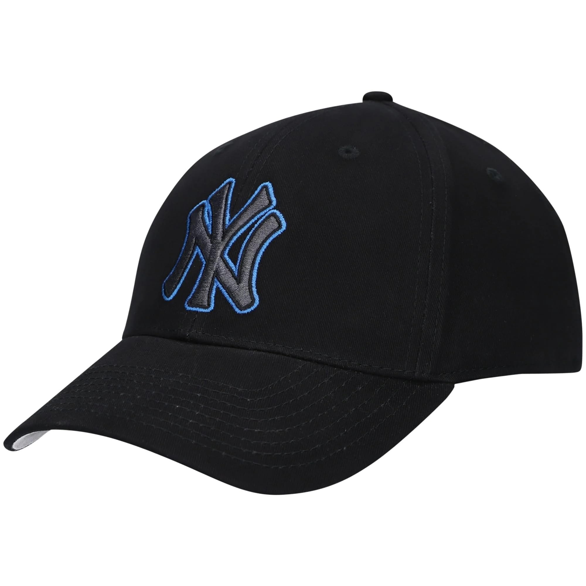 Officially Licensed New York Black MVP Baseball Hat Classic Adjustable Embroidered NY Charcoal/Blue Team Logo Structured Cap