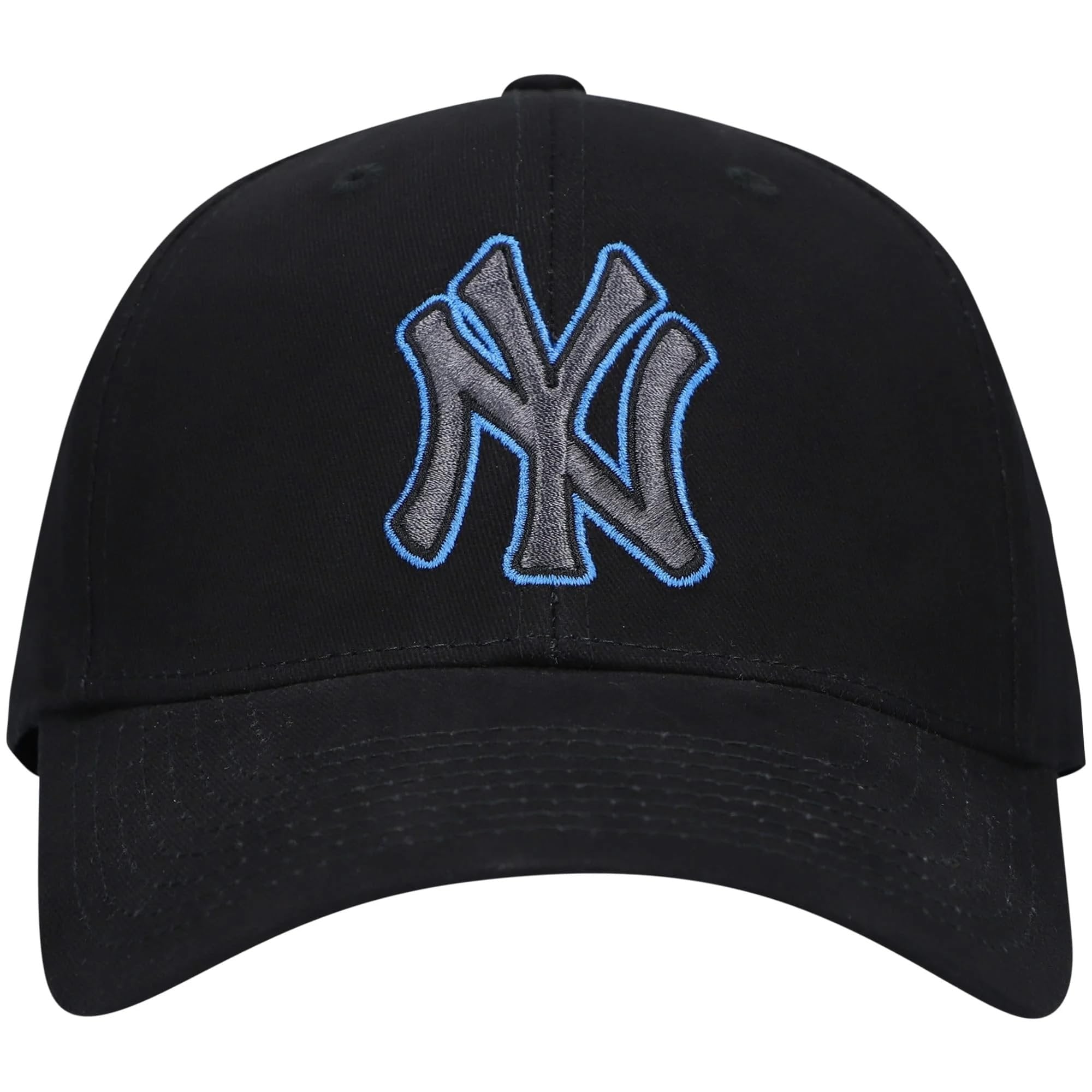 Officially Licensed New York Black MVP Baseball Hat Classic Adjustable Embroidered NY Charcoal/Blue Team Logo Structured Cap