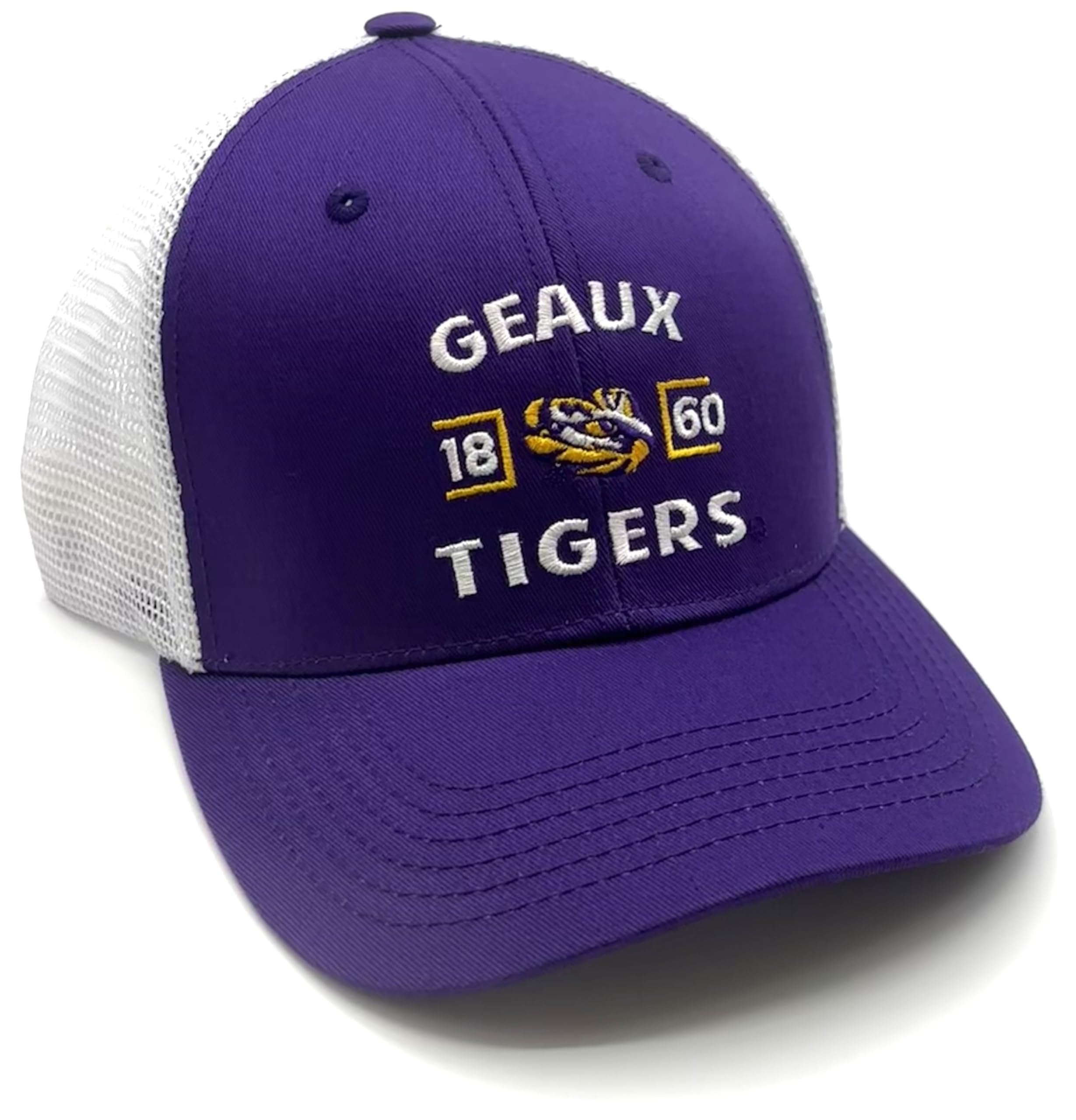 Officially Licensed LSU University Hat Classic Mesh Trucker Adjustable Two-Tone Tigers Snapback Cap Multicolor