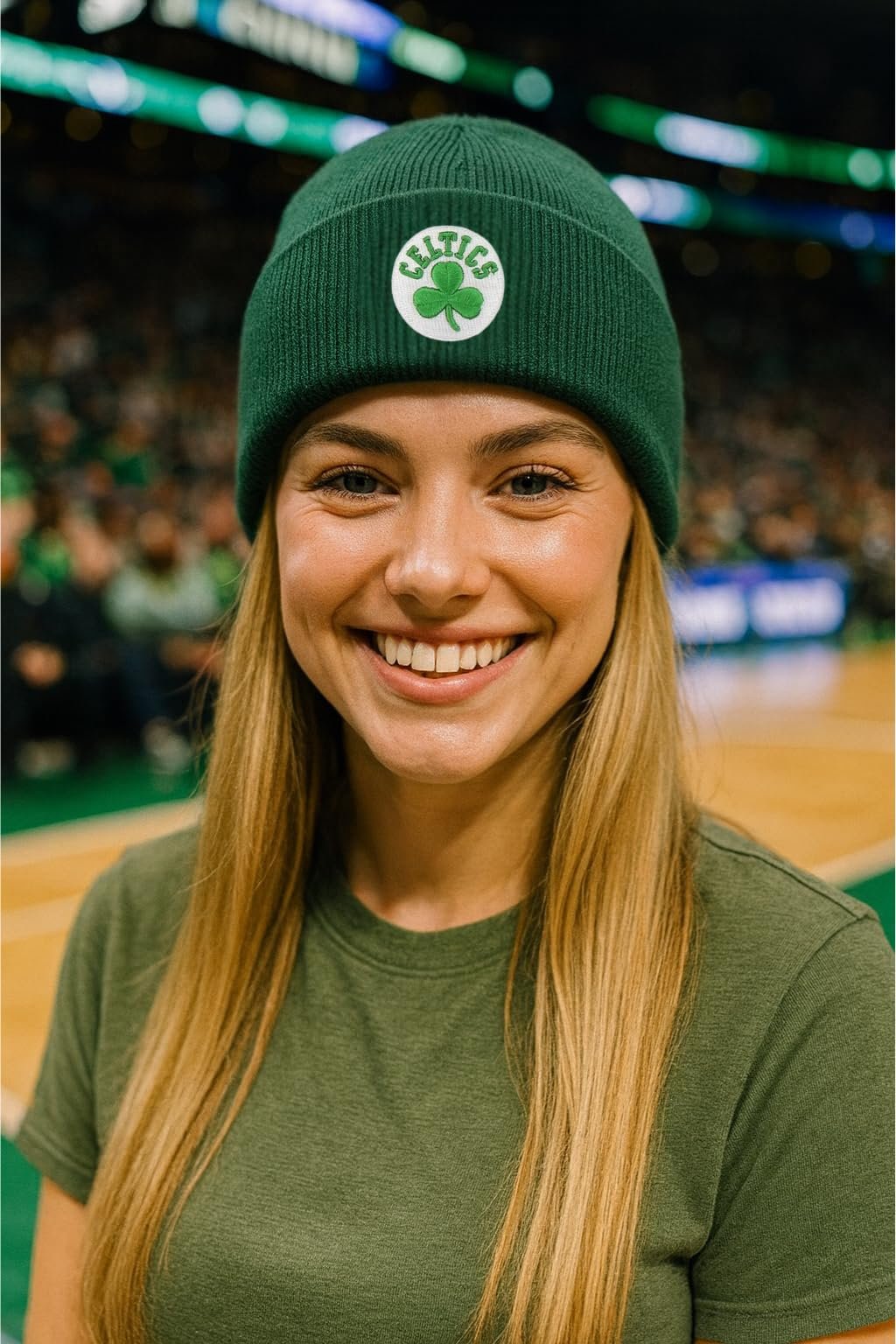 Officially Licensed Boston Celtics Basketball Cuffed Knit Beanie Hat Classic Edition Green/White Embroidered Team Logo Winter Sports Cap