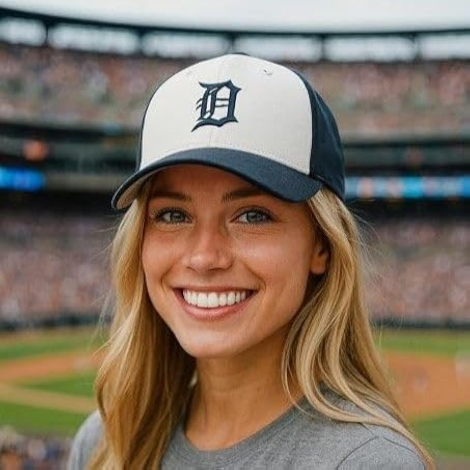 Detroit Tigers Hat Two-Tone Navy Blue/White Baseball Adjustable Embroidered Sports Cap