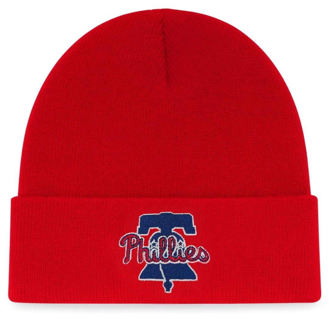Officially Licensed Philadelphia Phillies Red Cuffed Knit Beanie Hat Classic Edition Primary Home Baseball Embroidered Team Logo Winter Sports Ball Blue/White Cap