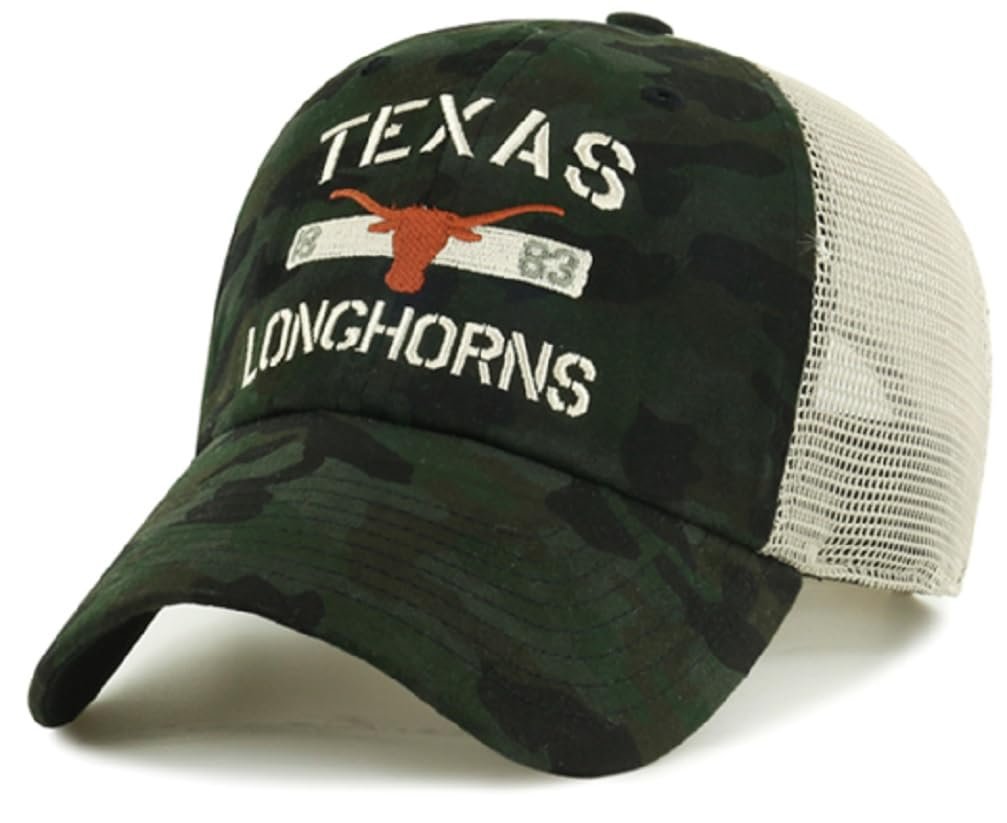 Officially Licensed Texas University Relaxed Fit Mesh Trucker Hat Classic Team Logo Embroidered Adjustable Cap