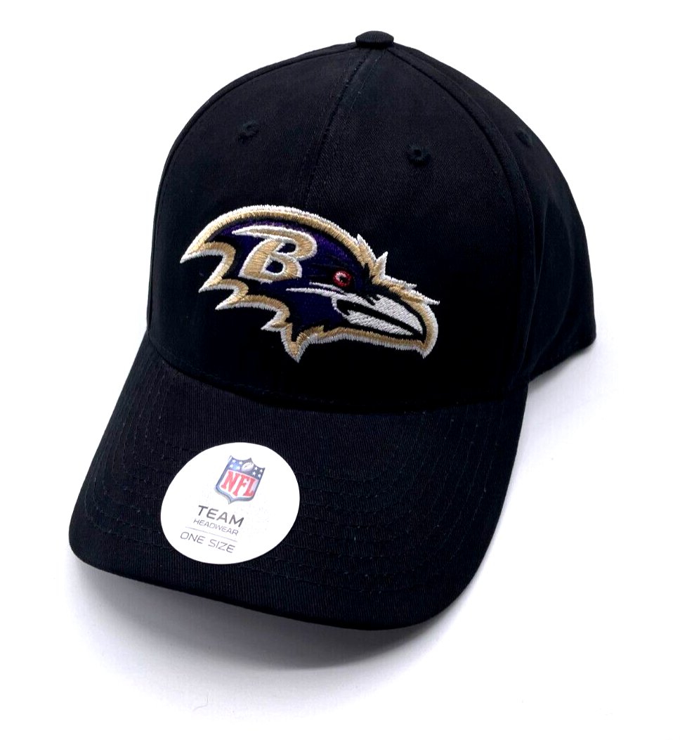 Baltimore Ravens Hat Solid Black MVP Structured NFL Football Team Logo Cap New