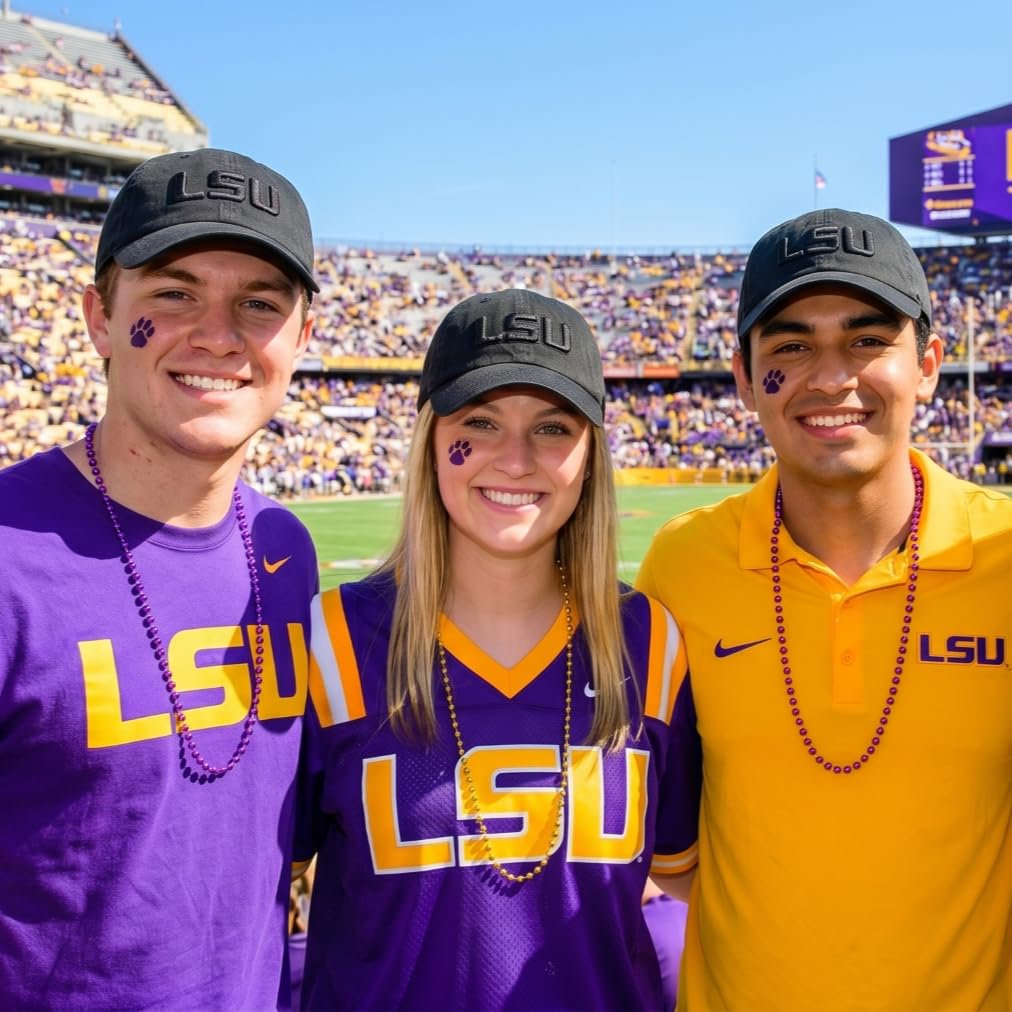 Officially Licensed LSU University Classic Edition Black Clean Up Hat Adjustable Relaxed Fit Tigers Primary Home Team Logo Embroidered Baseball Cap