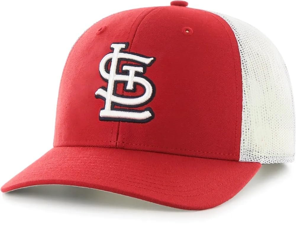 Officially Licensed St. Louis Baseball Mesh Trucker Hat Classic Red/White Embroidered Team Logo Adjustable Structured MVP Cap