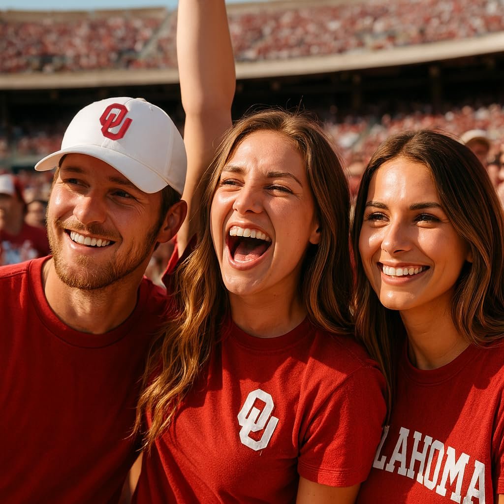 Officially Licensed Oklahoma University Sooners White/Crimson Clean Up Hat Classic Relaxed Fit Adjustable Embroidered Team Logo Sports Cap
