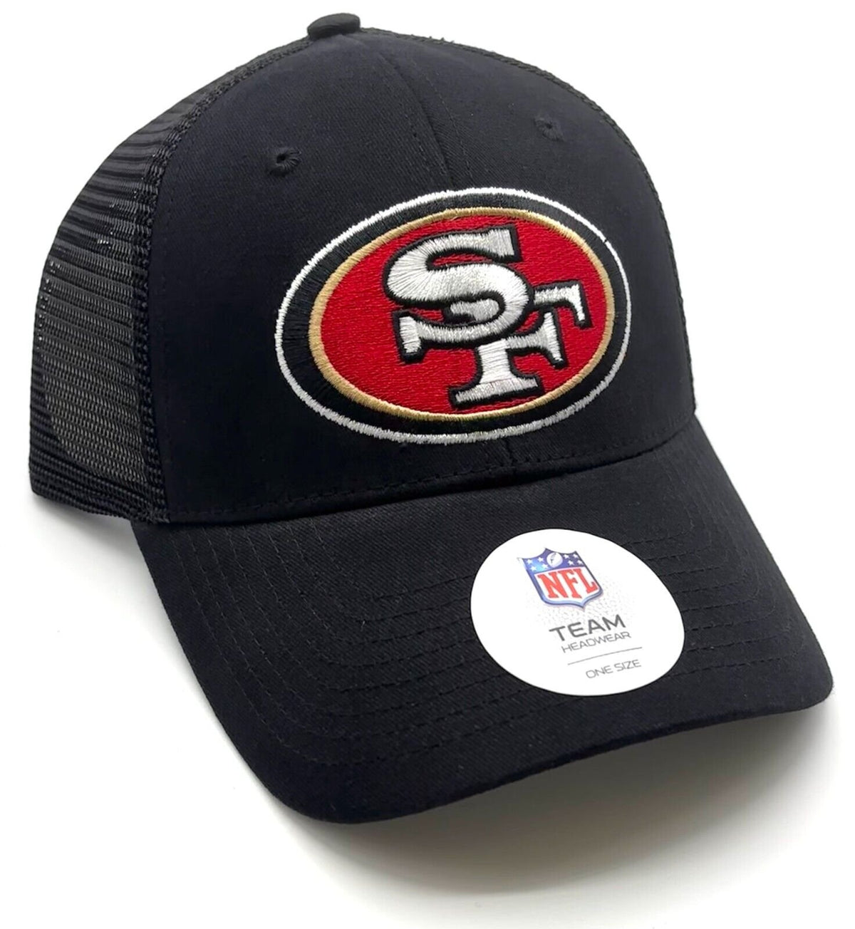 SAN FRANCISCO 49ERS HAT MESH TRUCKER BLACK NFL FOOTBALL TEAM ADJUSTABLE CAP NEW