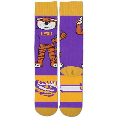 FOR BARE FEET LSU LOUISIANA STATE TIGERS CREW OSFM SOCKS MASCOT NCAA TEAM NEW