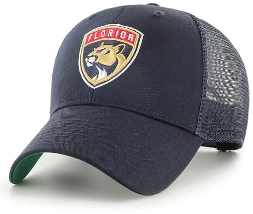 Officially Licensed Florida Hockey Navy MVP Mesh Trucker Sports Hat Classic Primary Team Logo Adjustable Structured Blue Snapback Cap