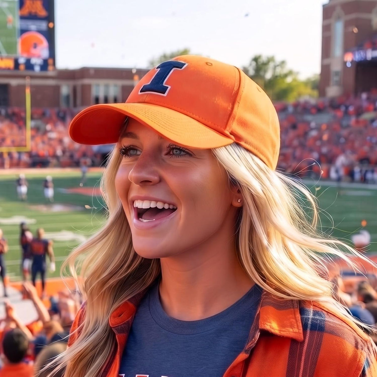 Illinois University Orange MVP Hat with Classic Navy 'I' Logo on Front