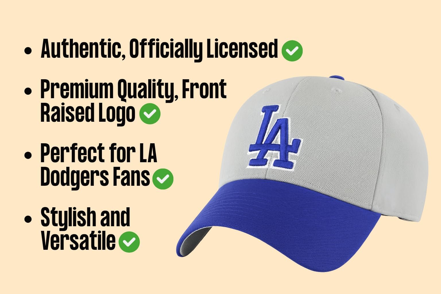 Officially Licensed Los Angeles Dodgers Youth Boys Girls Baseball Hat Classic Royal Blue Primary Home Team Logo MVP Embroidered Kids Sports Ball Cap