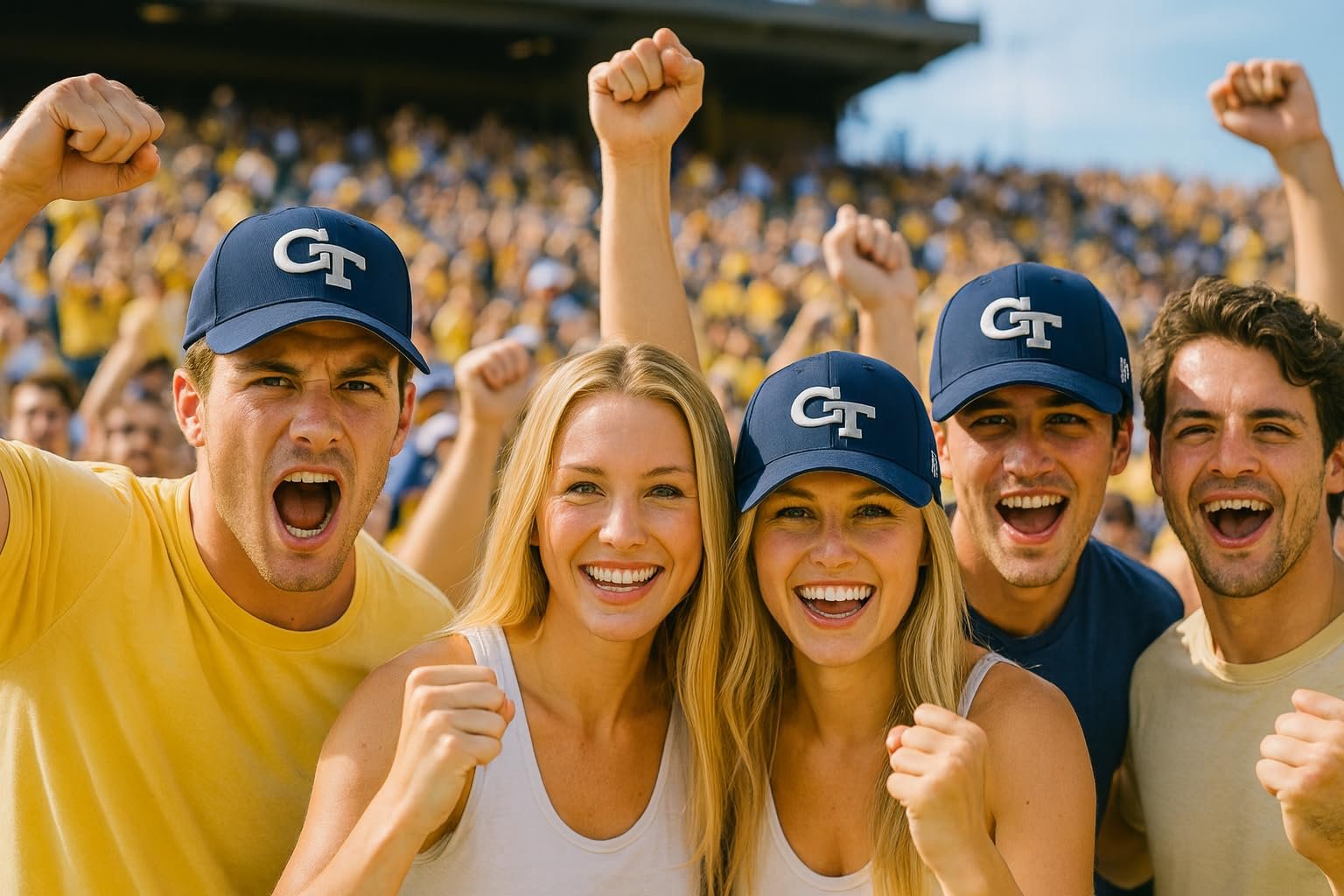 Officially Licensed Georgia Yellow Jackets Navy Blue/White MVP Hat Classic Edition Primary Team Logo Adjustable Embroidered Baseball Sports Ball Cap
