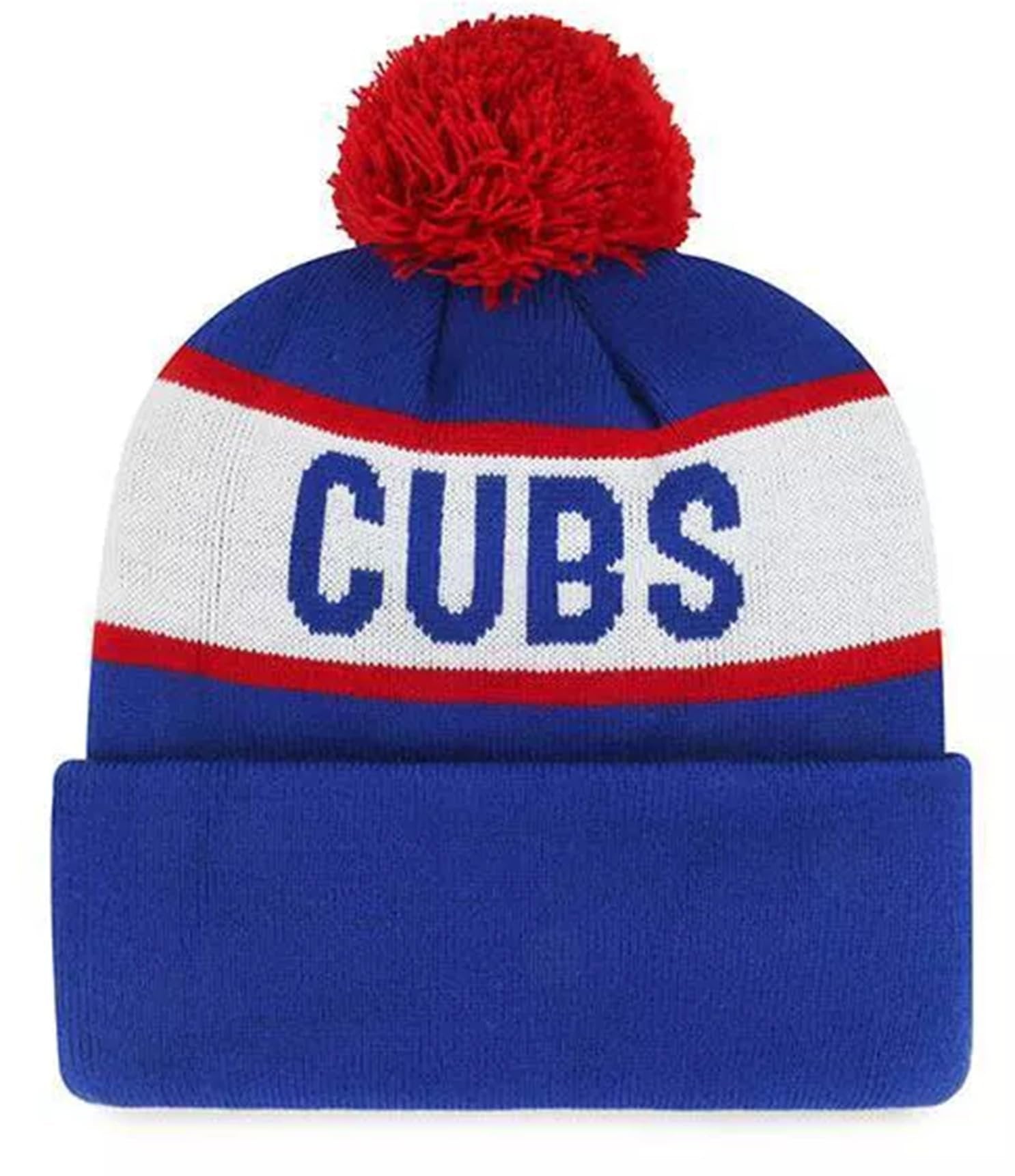 Officially Licensed Chicago Cubs Baseball Cuffed Knit Pom Beanie Hat Classic Edition Cubs Embroidered Team Logo Royal Blue Winter Sports Cap