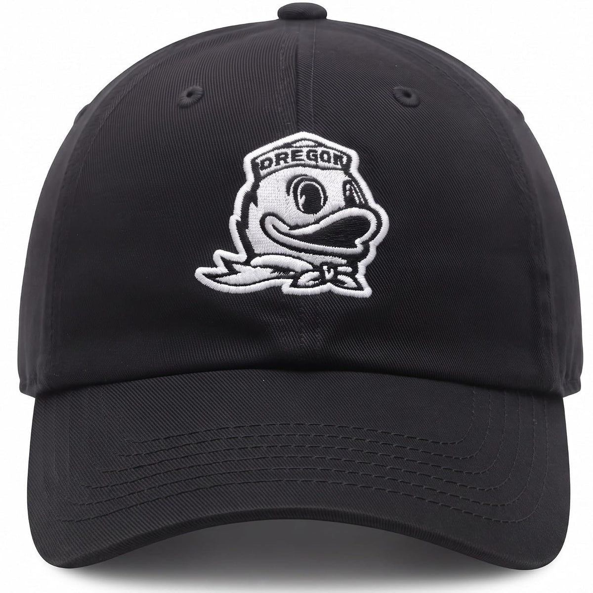 Oregon Ducks Relaxed Fit Black Hat with Iconic White Logo, Unisex Cap