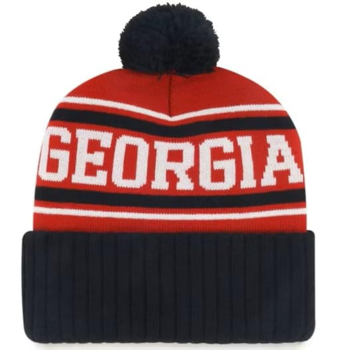 Georgia Bulldogs Cuffed Knit Red Black White Pom Beanie Winter Sports Cap