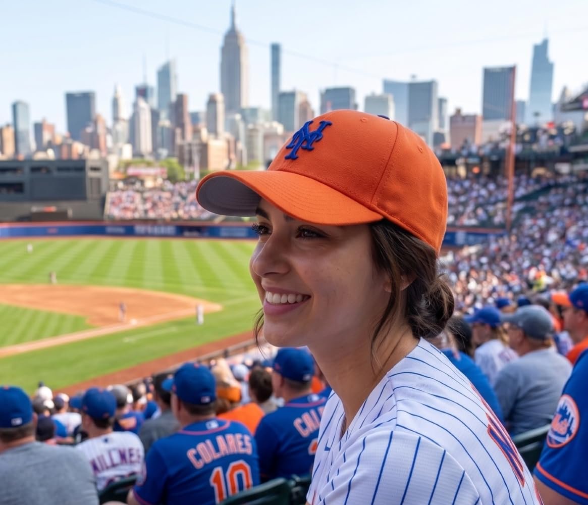 Officially Licensed New York Mets Orange MVP Hat Embroidered Iconic Blue NY Logo Cap