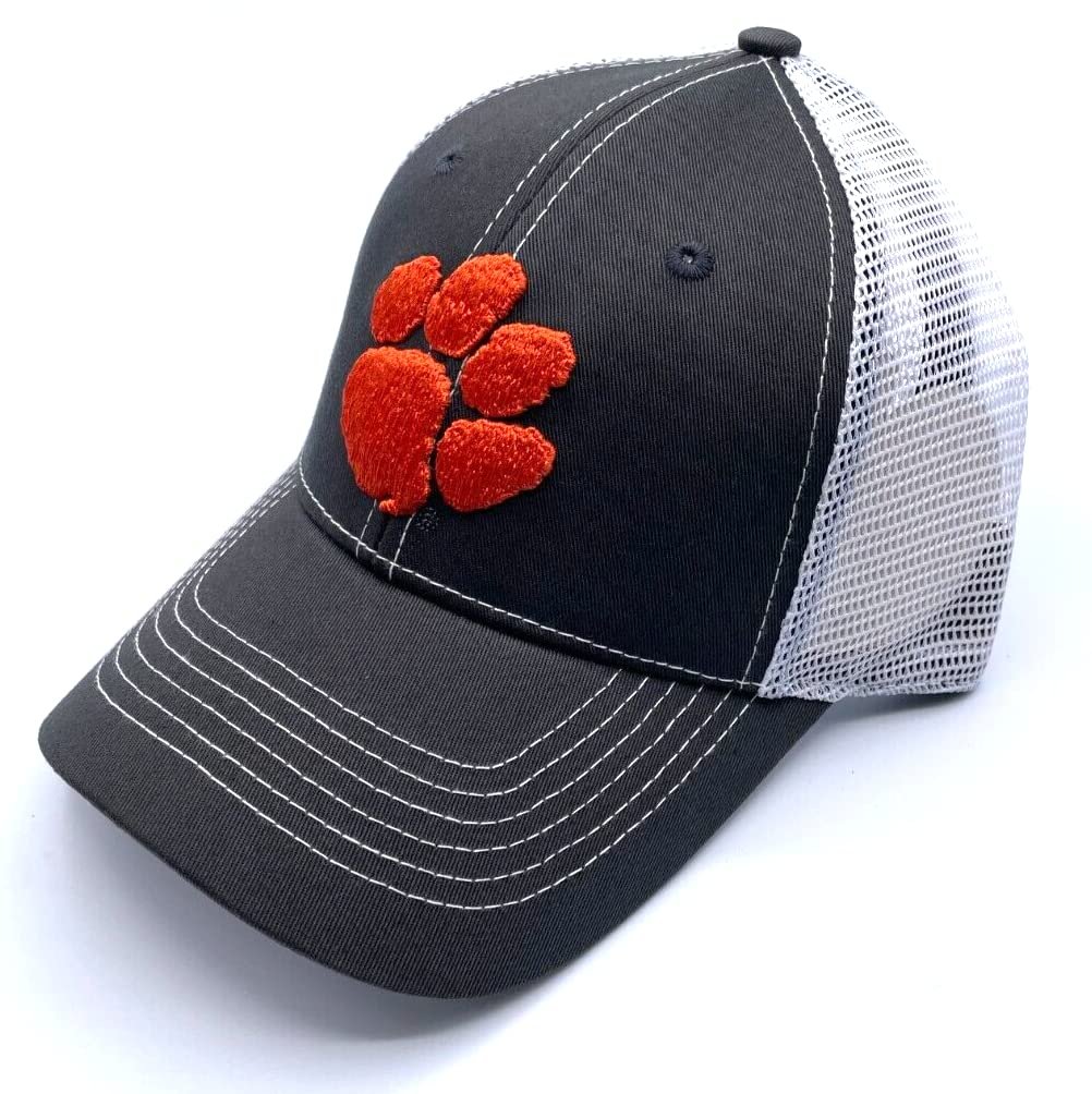 Clemson Gray Mesh Trucker Hat Adjustable Classic Team Logo Snapback Cap