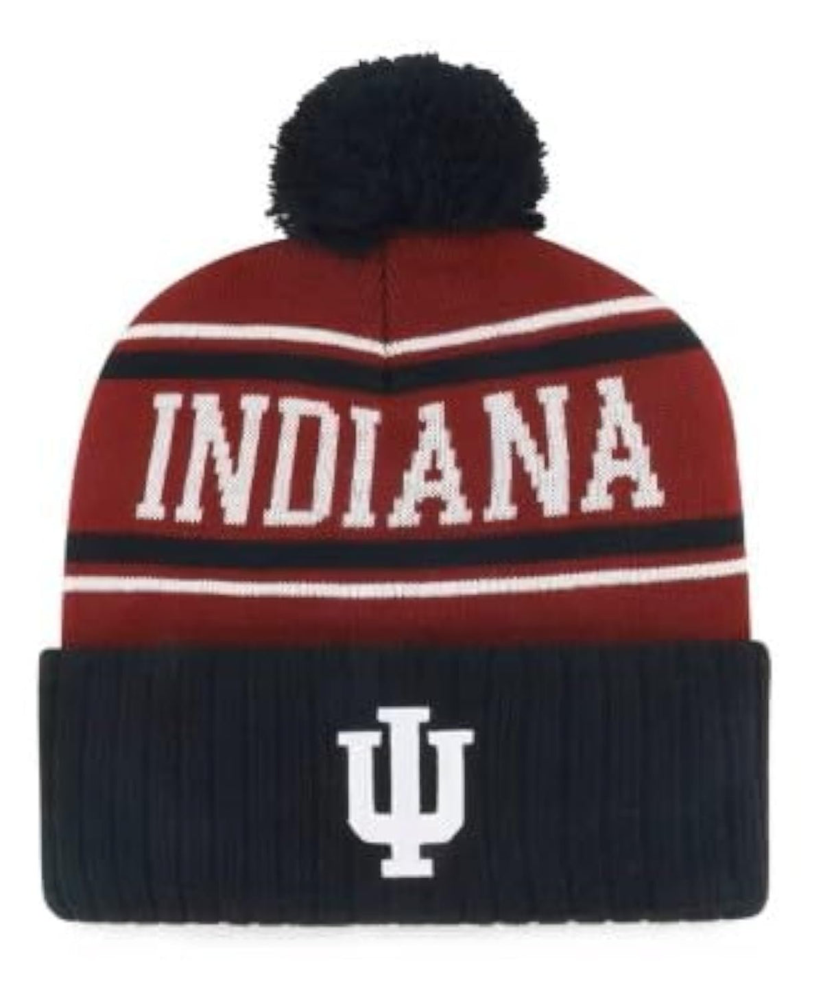 Indiana Hoosiers Multi Color Cuff Knit Pom Snappy Beanie with IU Logo