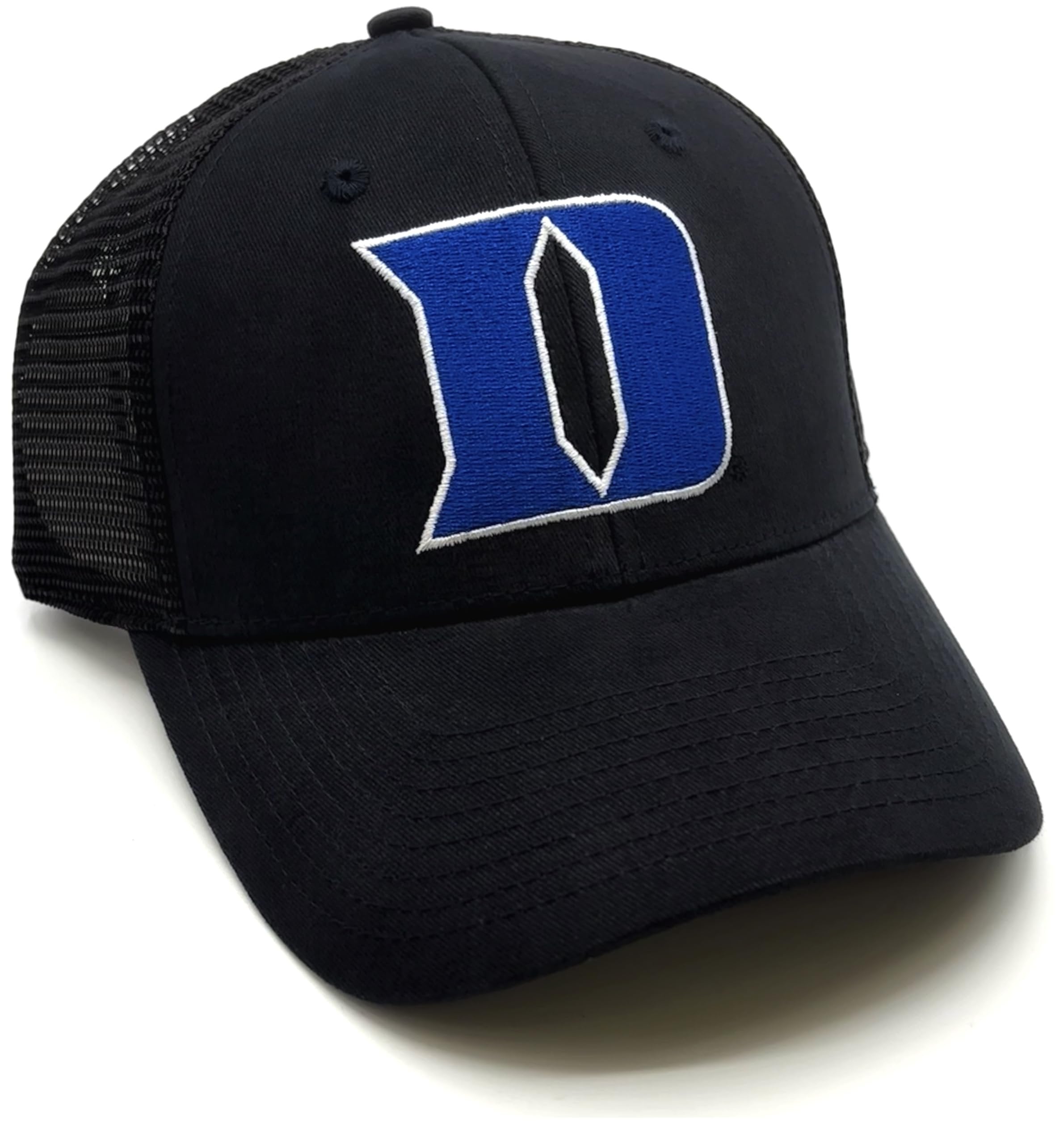 Officially Licensed Duke Classic Primary Team Logo Black/Blue MVP Mesh Trucker Baseball Hat Structured Adjustable Snapback Sports Cap