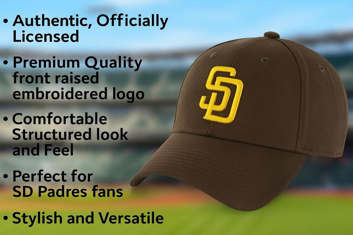 Officially Licensed San Diego Baseball MVP Hat Classic Team Logo Adjustable Embroidered Brown Cap