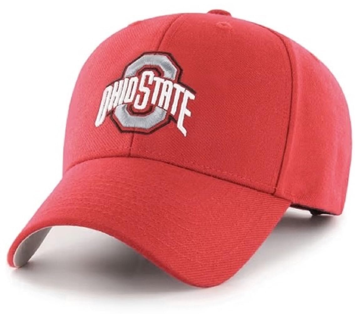 Officially Licensed Ohio State Red MVP Hat Classic Team Logo Adjustable Structured Embroidered Cap