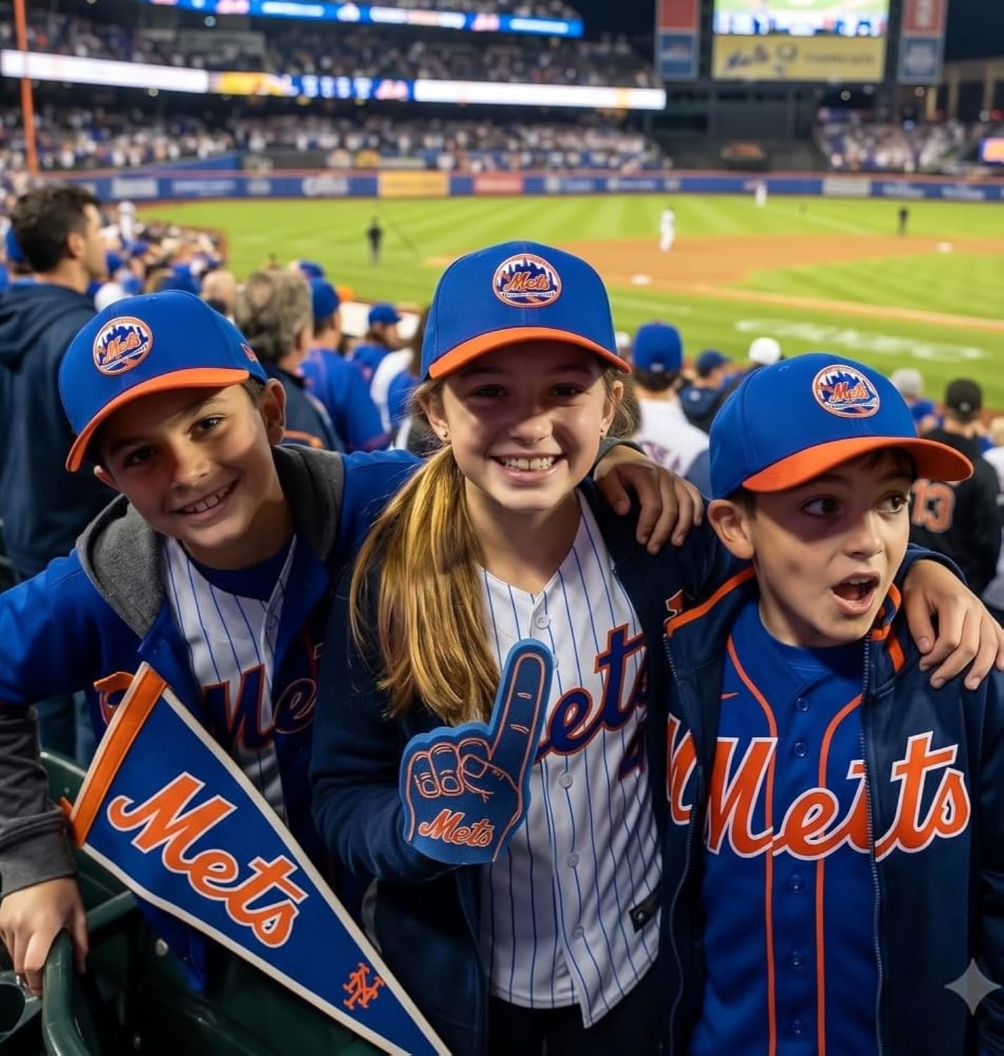 Officially Licensed NY Mets Youth Kids Baseball Hat Classic MVP Adjustable Embroidered Team Logo Structured Two-Tone Cap