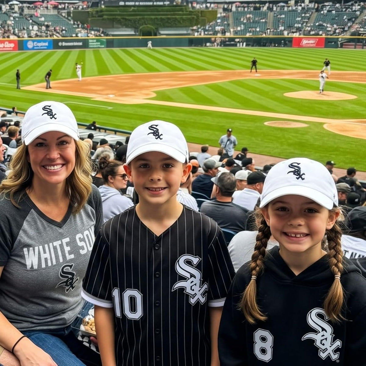 Chicago White Sox Youth MVP Hat White with Black Logo Cap for Boys & Girls