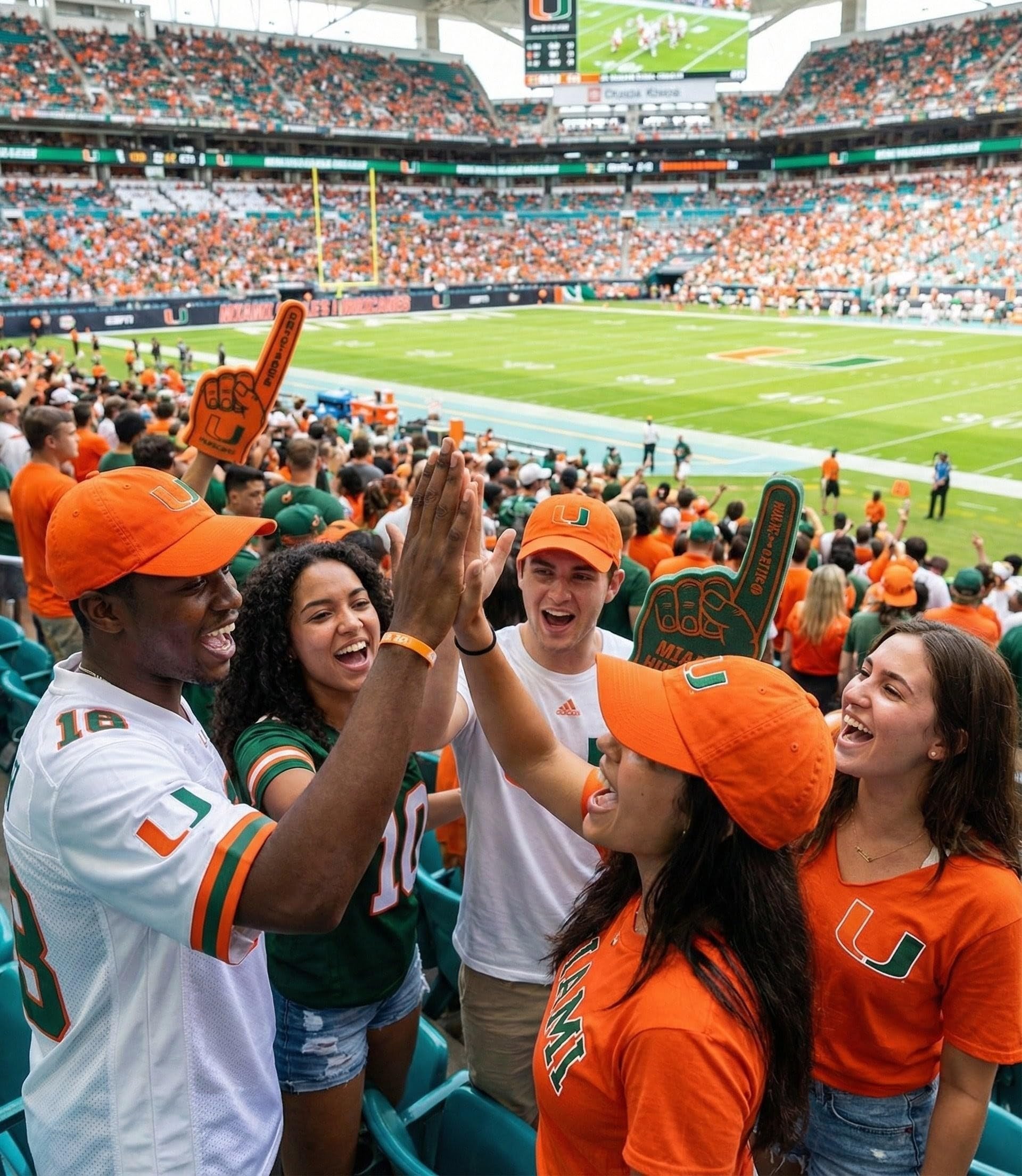 Officially Licensed University Miami Orange Relaxed Fit Clean Up Hat Classic Hurricanes Embroidered Primary Home Team Logo Adjustable Baseball Sports Cap
